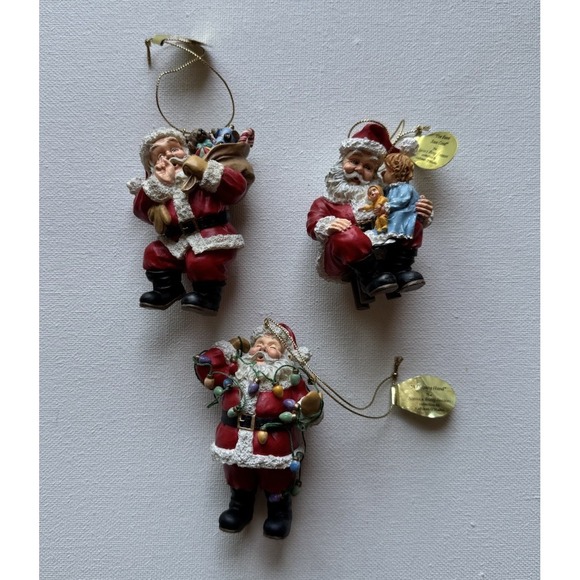 Kathleen O'Malley Heirloom Ornaments Ashton Drake Santa's Busy Season Set Of 3 - Picture 1 of 8
